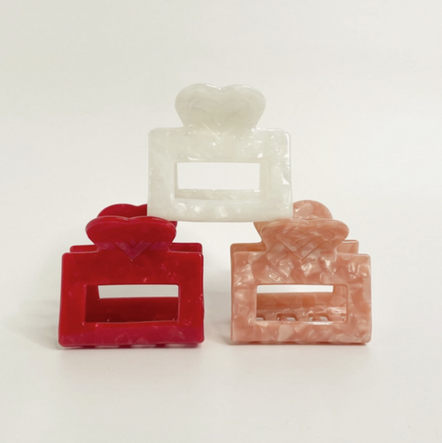 Heart Shaped Marble Square Claw Clip