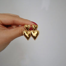 Load image into Gallery viewer, Double Heart Drop Earrings