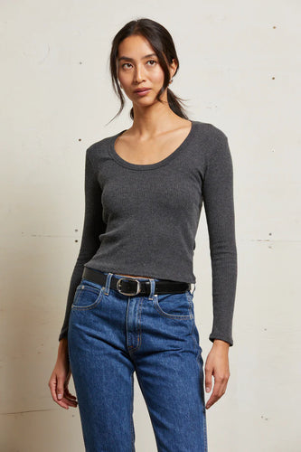 Josie ribbed longsleeve by perfectwhitetee in Charcoal
