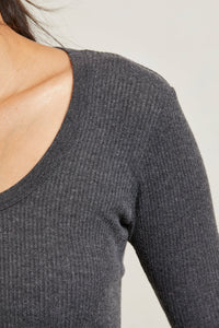 Josie ribbed longsleeve by perfectwhitetee in Charcoal