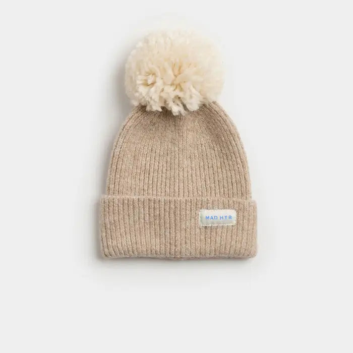 Infant Mad Hatter Ribbed Knit Pom Beanie
