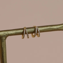 Load image into Gallery viewer, Double Cz Huggie Hoops