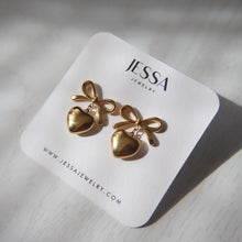 Load image into Gallery viewer, Bow Heart Earrings