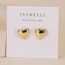 Load image into Gallery viewer, Puffed Gold Heart Earrings