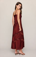 Load image into Gallery viewer, Bruna Lace Inset Midi Dress - Velvet Rouge, side