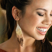 Load image into Gallery viewer, Claire Ombre Beaded Fringe Earrings Mixed Metallic