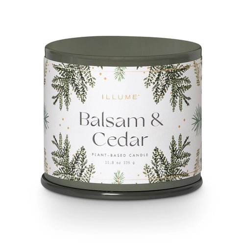 Balsam and Cedar Large Tin Candle