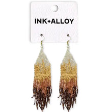 Load image into Gallery viewer, Claire Ombre Beaded Fringe Earrings Mixed Metallic