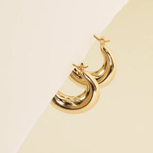 Load image into Gallery viewer, Gold Hoop Sculptural Wide Earrings