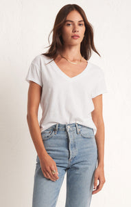 White Modern V Neck Tee