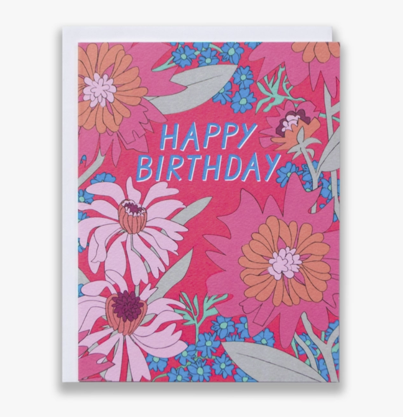 60s Floral Birthday Card
