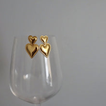 Load image into Gallery viewer, Double Heart Drop Earrings