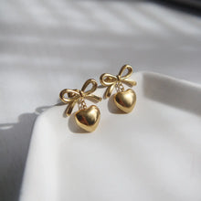 Load image into Gallery viewer, Bow Heart Earrings