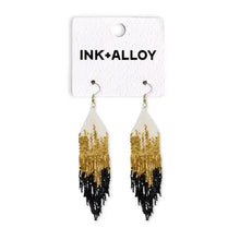 Load image into Gallery viewer, Claire Ombre Beaded Fringe Earrings Black