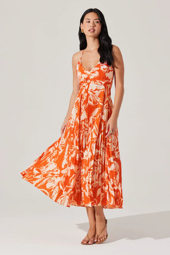 Blythe Floral Plisse Midi Dress