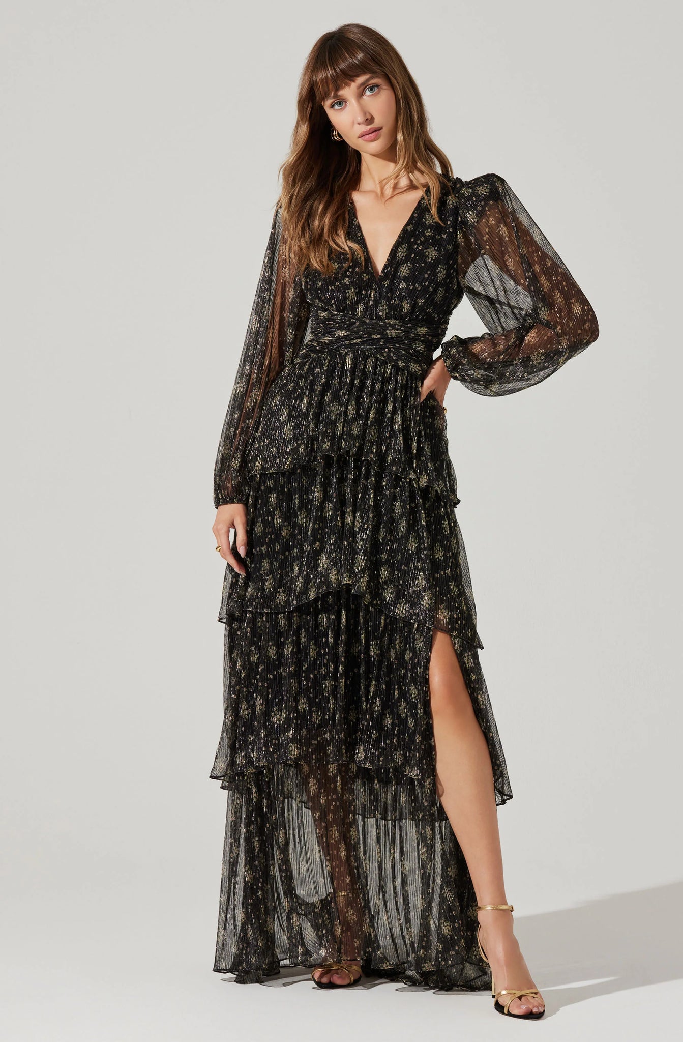 Gold Foil Anora Dress Flock Gold Foil Anora Dress Flock