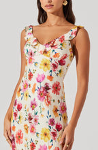 Load image into Gallery viewer, Zoie Floral Satin Ruffle Dress