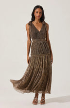 Load image into Gallery viewer, Desma Metallic V-Neck Maxi Dress