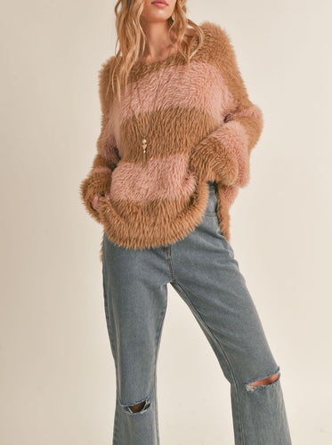 Camel Pink Bry Fuzzy Sweater