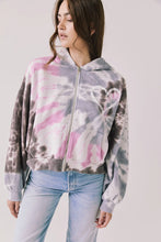 Load image into Gallery viewer, Heart Tie Dye Zip Up Hoodie