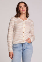 Load image into Gallery viewer, Zebra Dream Striped Cardigan, front hand in pocket