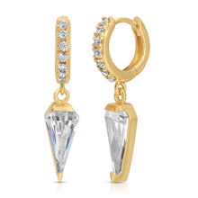 Load image into Gallery viewer, Fiona Huggie Hoop Drop Earrings
