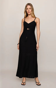 crochet midi dress black Sunda – Flock Model is 5’8” tall AFRM rhinestone turtle neck Glamorous SIZ:10