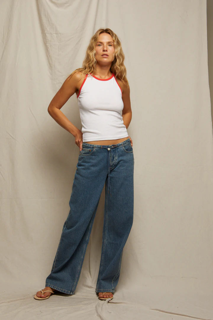 Shae Tank in White/Poppy
