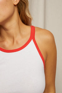 Shae Tank in White/Poppy