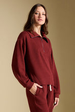 Load image into Gallery viewer, Half Zip Seam Pullover - Merlot, side angle