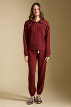 Load image into Gallery viewer, Half Zip Seam Pullover - Merlot, full body front