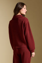 Load image into Gallery viewer, Half Zip Seam Pullover - Merlot, back