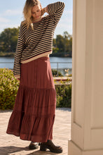Load image into Gallery viewer, Jaycee Midi Skirt - Merlot, front with sweater
