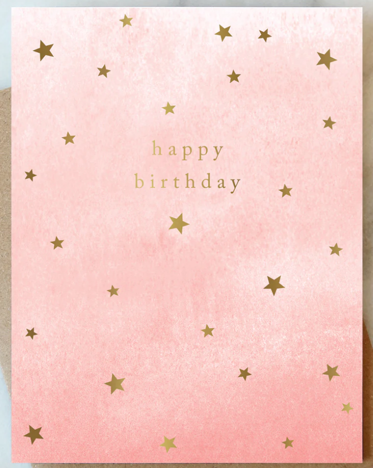 Soft Blush Stars Birthday Greeting Card