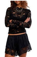 Load image into Gallery viewer, Raising Eyebrows Lace Top - Black, front