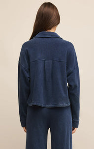 Cropped All Day Knit Denim Jacket in Indigo