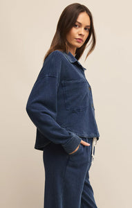 Cropped All Day Knit Denim Jacket in Indigo