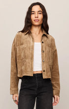 Load image into Gallery viewer, All Day Cropped Suede Jacket - Light Sand, front