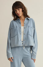 Load image into Gallery viewer, Cropped All Day Knit Denim Jacket in Ocean Air