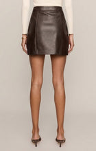 Load image into Gallery viewer, Roux Leather Mini Skirt Dark Chocolate back