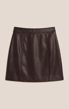 Load image into Gallery viewer, Roux Leather Mini Skirt Dark Chocolate flatlay