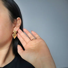Load image into Gallery viewer, Double Heart Drop Earrings