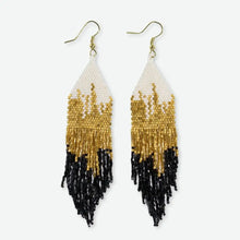 Load image into Gallery viewer, Claire Ombre Beaded Fringe Earrings Black