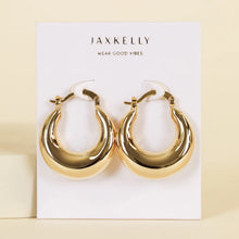Load image into Gallery viewer, Gold Hoop Sculptural Wide Earrings