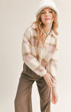 Load image into Gallery viewer, Ivory Campfire Plaid Teddy Jacket