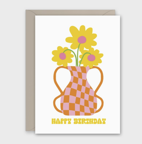 Checkered Vase Birthday Card