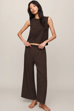 Load image into Gallery viewer, Scout Jersey Crop Flare Pant - Dark Chocolate, styled