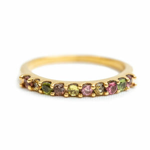 Multi Tourmaline Pave Ring