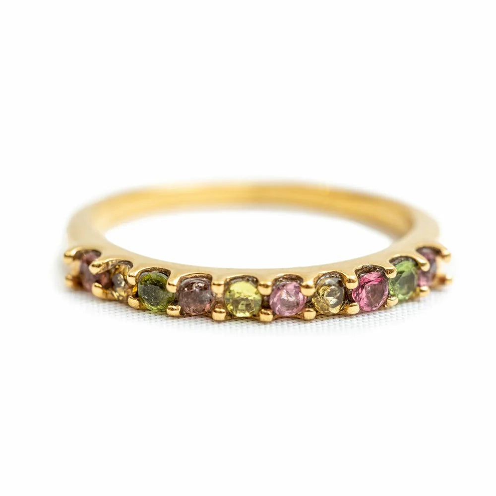 Multi Tourmaline Pave Ring