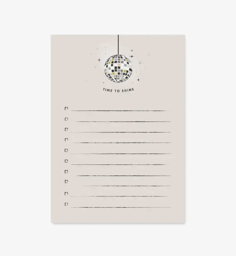 Time to Shine Disco Ball Notepad
